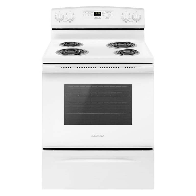 Amana 4.8 CF White Coil Top Range